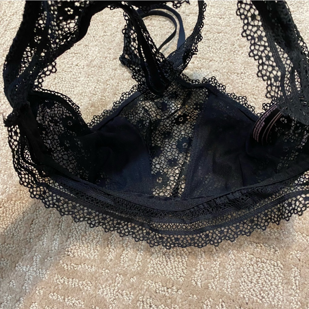 {Victoria's Secret} High Neck Halter Style Lace Bralette | Black ~ Medium - Picture 9 of 16